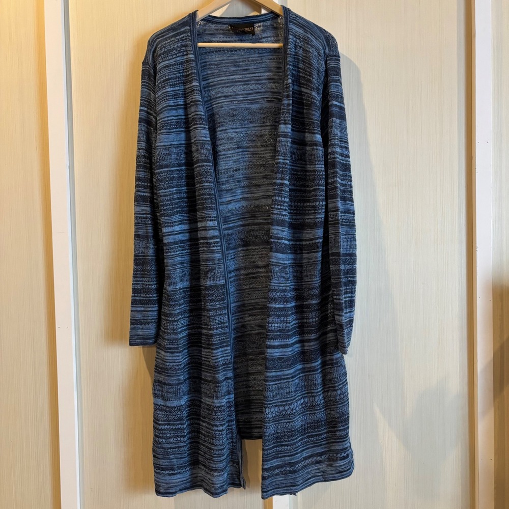 Absolutely Creative Worldwide Cardigan Womens 2X Blue Excellent Pointelle Duster